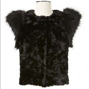 Neiman Marcus Skaist Taylor Black Faux Fur Vest